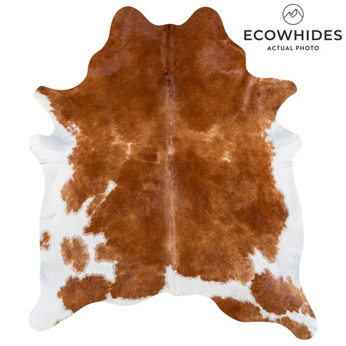 Brazilian Brown and White Cowhide Rug Size 7'7" L x 6'6" W 2338