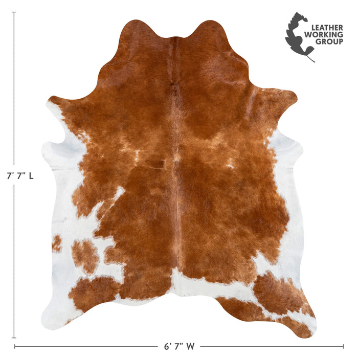 Brazilian Brown and White Cowhide Rug Size 7'7" L x 6'6" W 2338