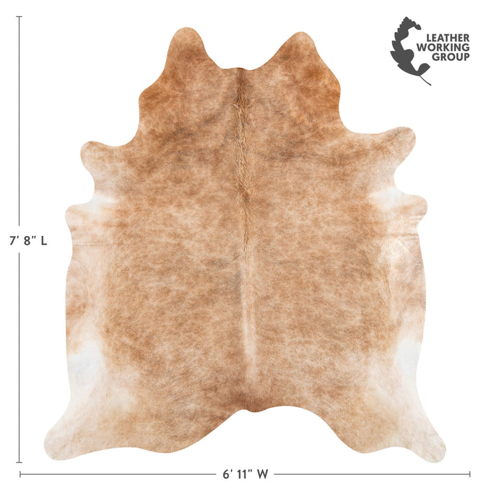 Brazilian Beige Cowhide Rug Size 7'7" L x 6'6" W 2339