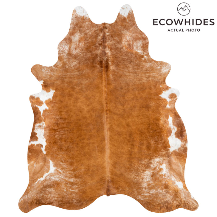 Brazilian Brown and White Cowhide Rug Size 7'7" L x 6'6" W 2341