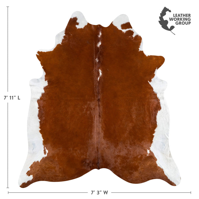 Brazilian Brown and White Cowhide Rug Size 7'7" L x 6'6" W 2352