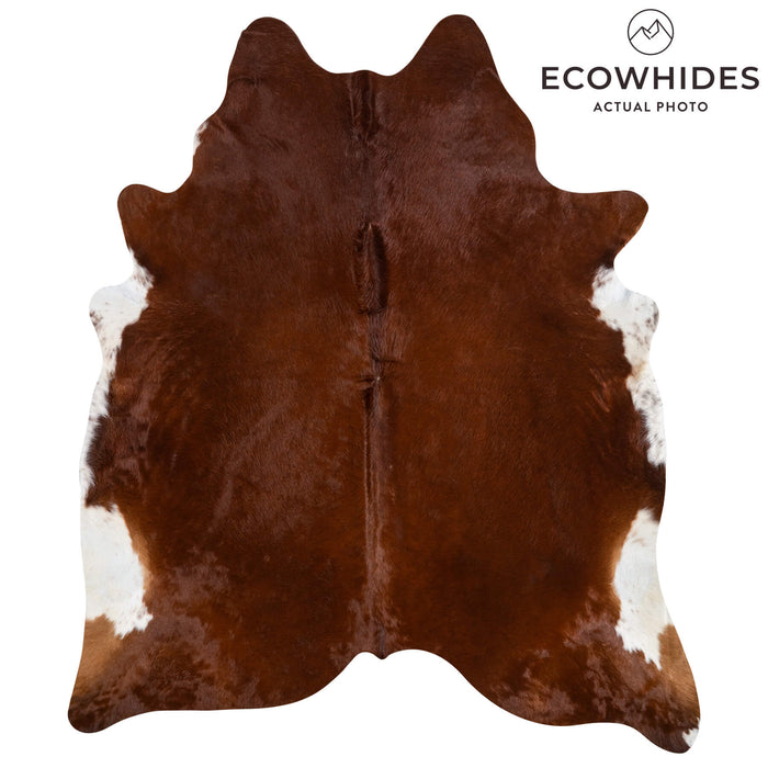 Brazilian Brown and White Cowhide Rug Size 7'7" L x 6'6" W 2355