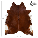 Brazilian Brown and White Cowhide Rug Size 7'7" L x 6'6" W 2355
