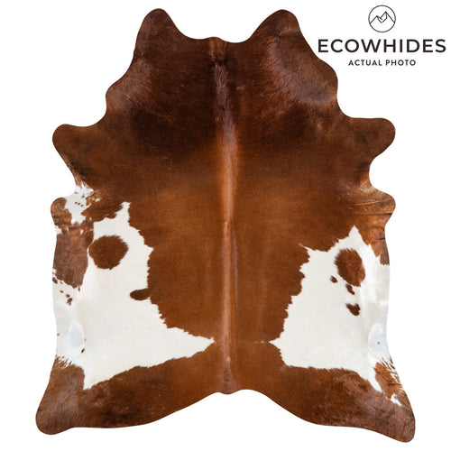 Brazilian Brown and White Cowhide Rug Size 7'7" L x 6'6" W 2359