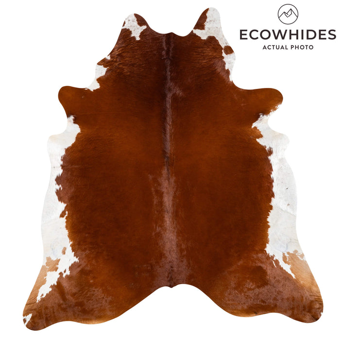 Brazilian Brown and White Cowhide Rug Size 7'7" L x 6'6" W 2364