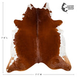 Brazilian Brown and White Cowhide Rug Size 7'7" L x 6'6" W 2364