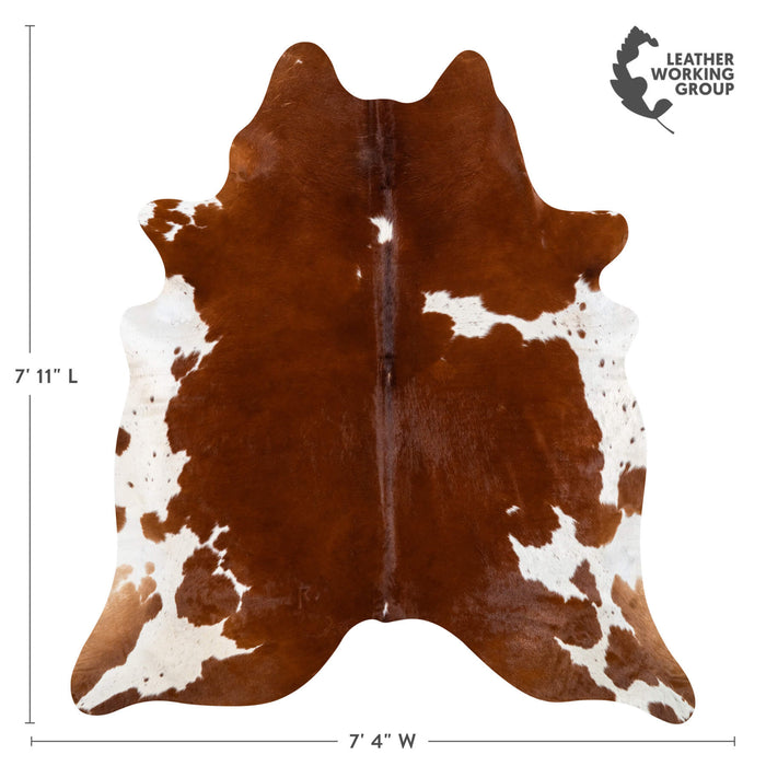 Brazilian Brown and White Cowhide Rug Size 7'7" L x 6'6" W 2365