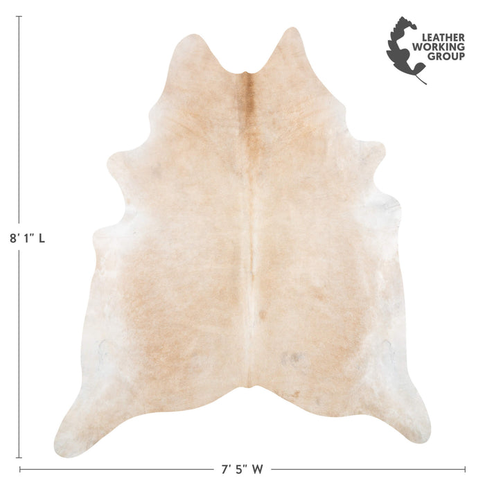 Brazilian Beige Cowhide Rug Size 7'7" L x 6'6" W 2368