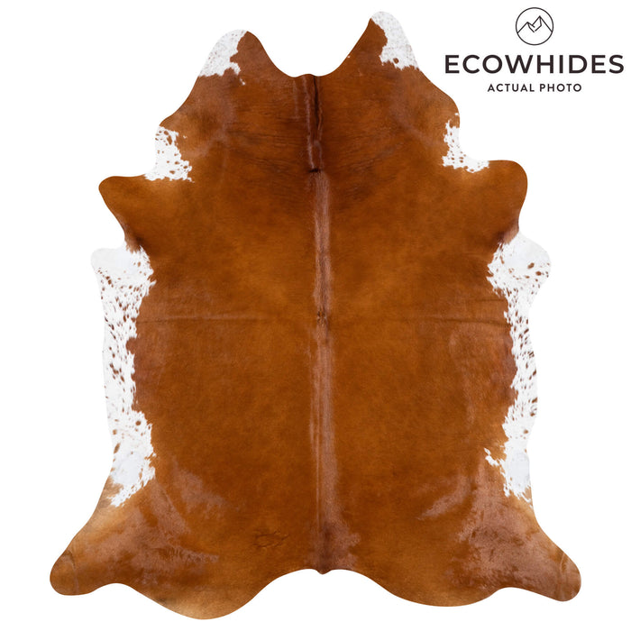 Brazilian Brown and White Cowhide Rug Size 7'7" L x 6'6" W 2373