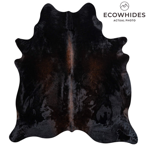 Brazilian Solid Black Cowhide Rug Size 7'7" L x 6'6" W 2381