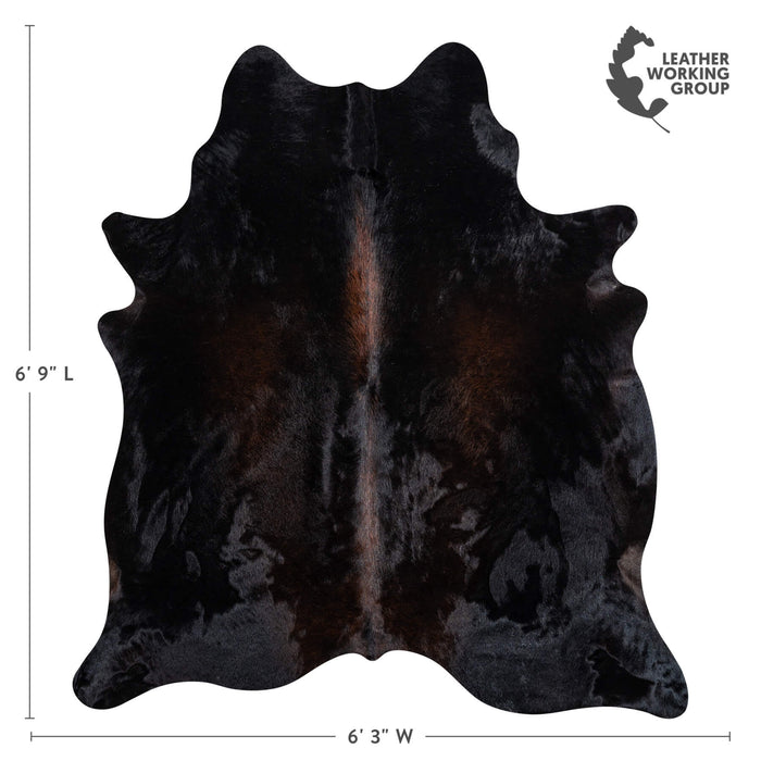 Brazilian Solid Black Cowhide Rug Size 7'7" L x 6'6" W 2381