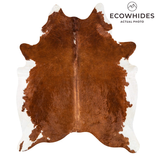 Brazilian Brown and White Cowhide Rug Size 7'7" L x 6'6" W 2382