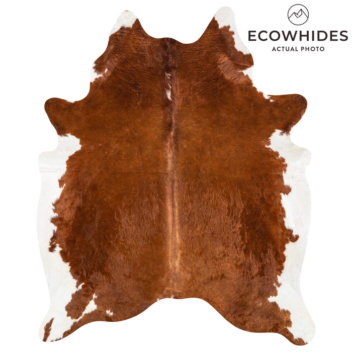 Brazilian Brown and White Cowhide Rug Size 7'7" L x 6'6" W 2382