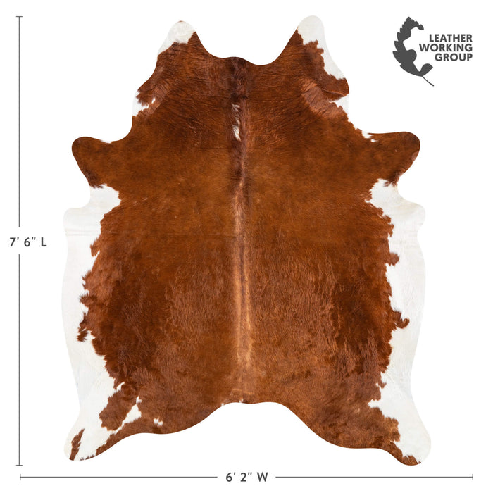 Brazilian Brown and White Cowhide Rug Size 7'7" L x 6'6" W 2382