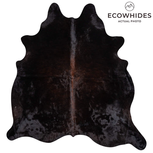 Brazilian Solid Black Cowhide Rug Size 7'7" L x 6'6" W 2384