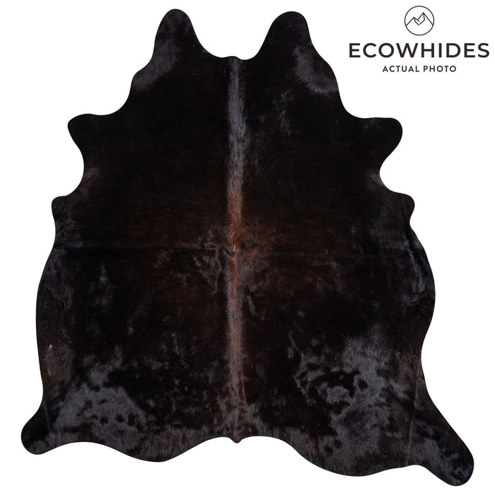 Brazilian Solid Black Cowhide Rug Size 7'7" L x 6'6" W 2384