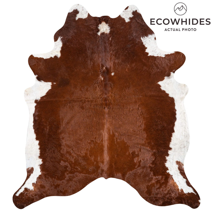 Brazilian Brown and White Cowhide Rug Size 7'7" L x 6'6" W 2386