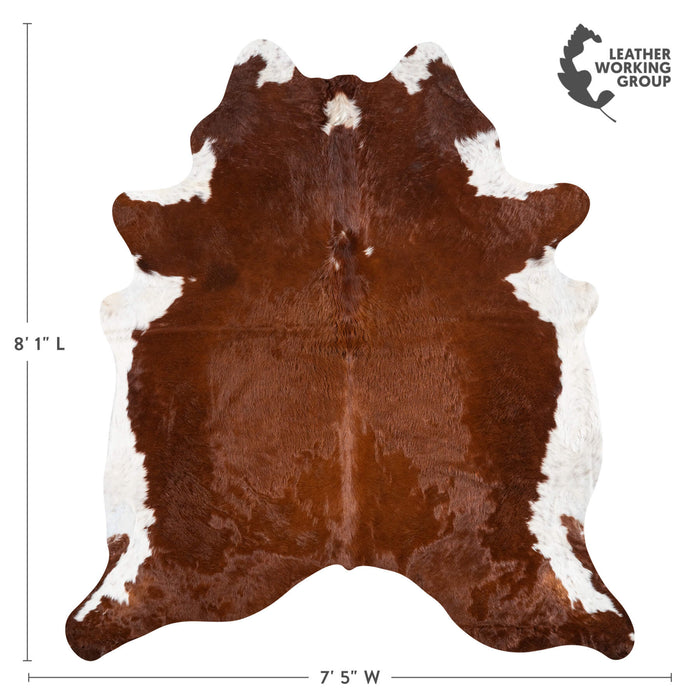 Brazilian Brown and White Cowhide Rug Size 7'7" L x 6'6" W 2386