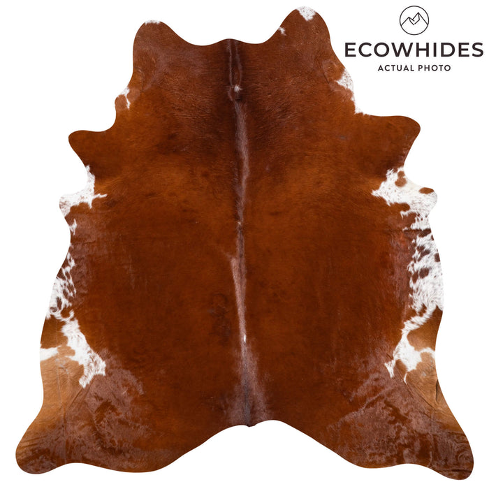 Brazilian Brown and White Cowhide Rug Size 7'7" L x 6'6" W 2390