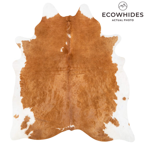 Brazilian Brown and White Cowhide Rug Size 7'7" L x 6'6" W 2398