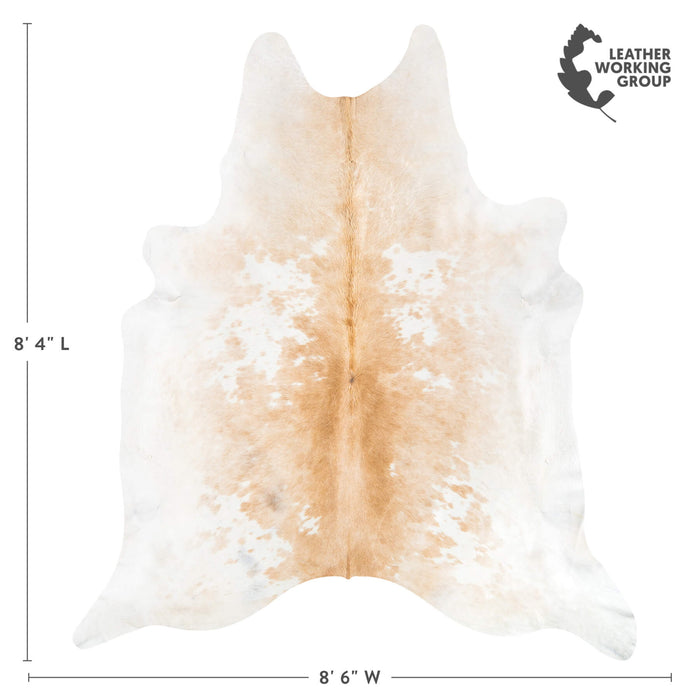Brazilian Palomino and White Cowhide Rug Size 7'7" L x 6'6" W 2399