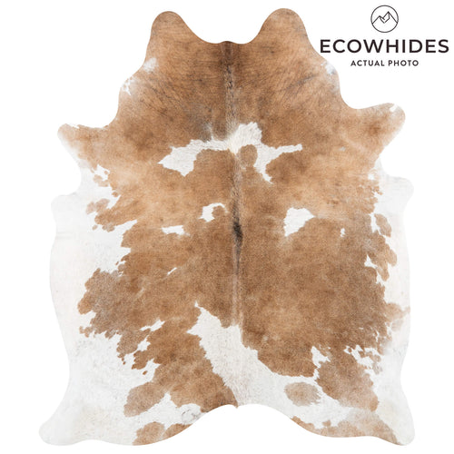 Brazilian Palomino and White Cowhide Rug Size 7'0" L x 5'11" W 2402