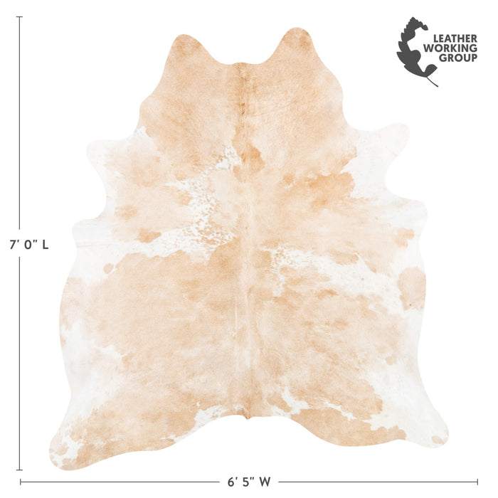 Brazilian Palomino and White Cowhide Rug Size 7'0" L x 6'5" W 2406