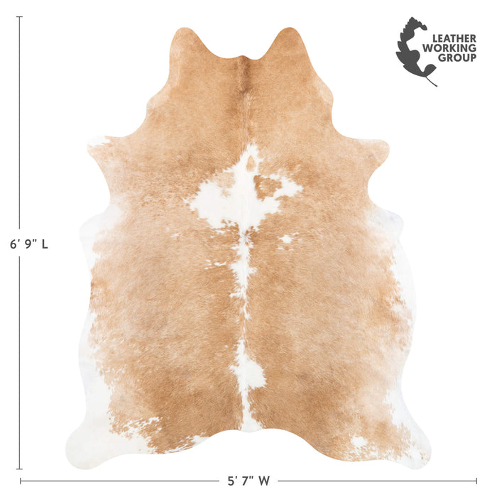 Brazilian Palomino and White Cowhide Rug Size 6'9" L x 5'7" W 2415