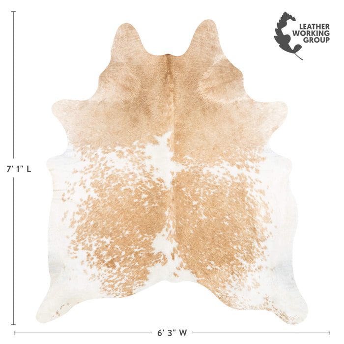 Brazilian Palomino and White Cowhide Rug Size 7'1" L x 6'3" W 2422