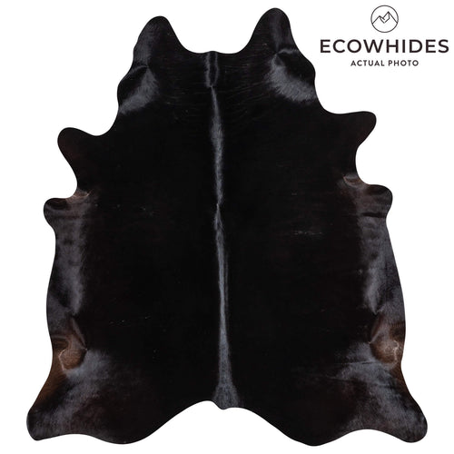 Brazilian Solid Black Cowhide Rug Size 6'10" L x 6'3" W 2424