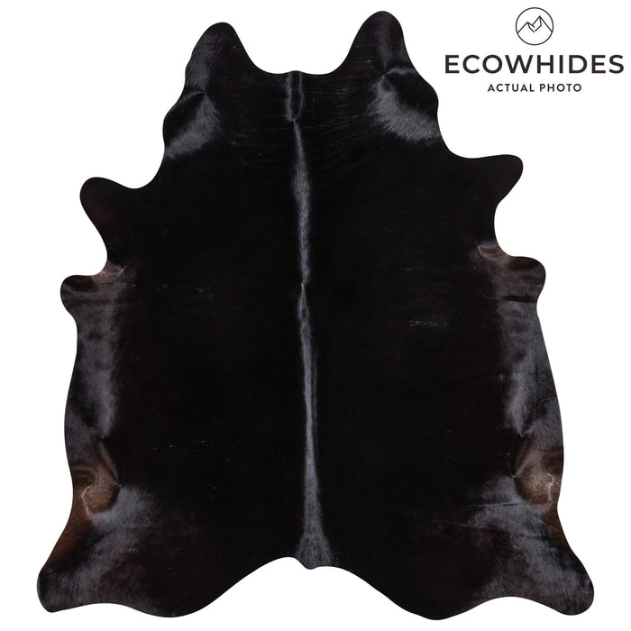Brazilian Solid Black Cowhide Rug Size 6'10" L x 6'3" W 2424