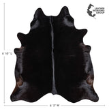 Brazilian Solid Black Cowhide Rug Size 6'10" L x 6'3" W 2424
