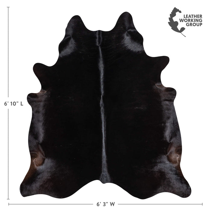 Brazilian Solid Black Cowhide Rug Size 6'10" L x 6'3" W 2424