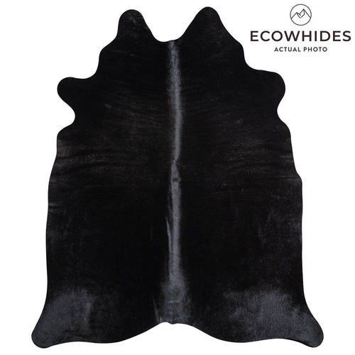 Brazilian Solid Black Cowhide Rug Size 6'8" L x 5'7" W 2425
