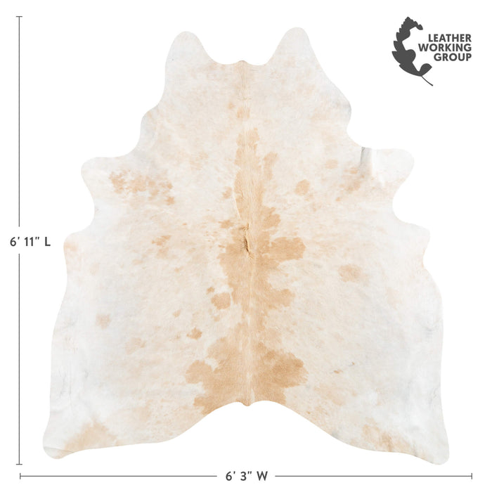 Brazilian Palomino and White Cowhide Rug Size 6'11" L x 6'3" W 2426