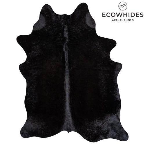Brazilian Solid Black Cowhide Rug Size 6'9" L x 5'1" W 2427