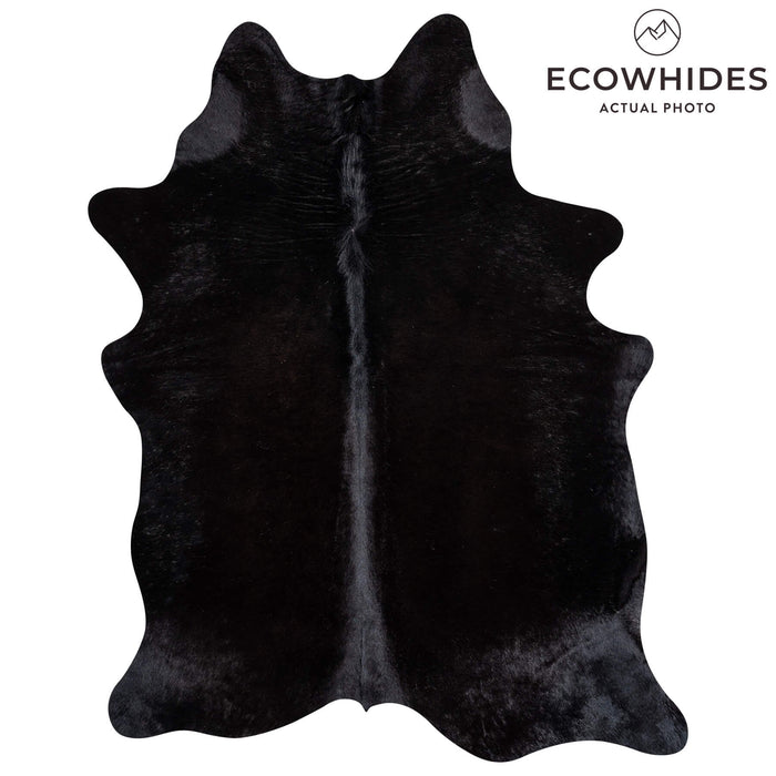 Brazilian Solid Black Cowhide Rug Size 6'9" L x 5'1" W 2427