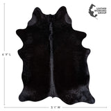 Brazilian Solid Black Cowhide Rug Size 6'9" L x 5'1" W 2427