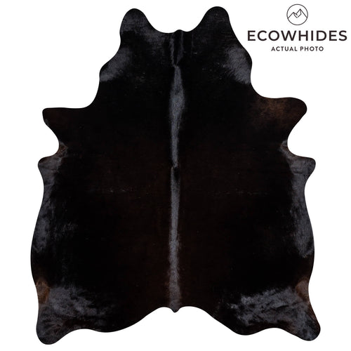 Brazilian Solid Black Cowhide Rug Size 6'10" L x 5'6" W 2428