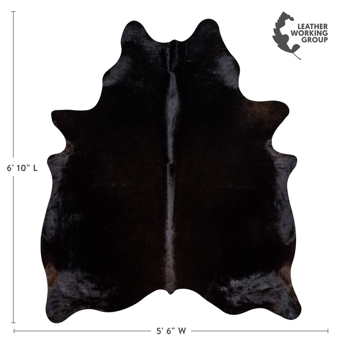 Brazilian Solid Black Cowhide Rug Size 6'10" L x 5'6" W 2428