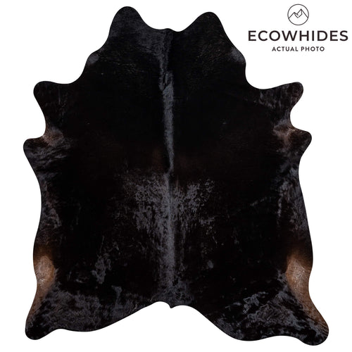 Brazilian Solid Black Cowhide Rug Size 6'9" L x 5'11" W 2429