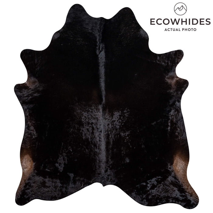 Brazilian Solid Black Cowhide Rug Size 6'9" L x 5'11" W 2429