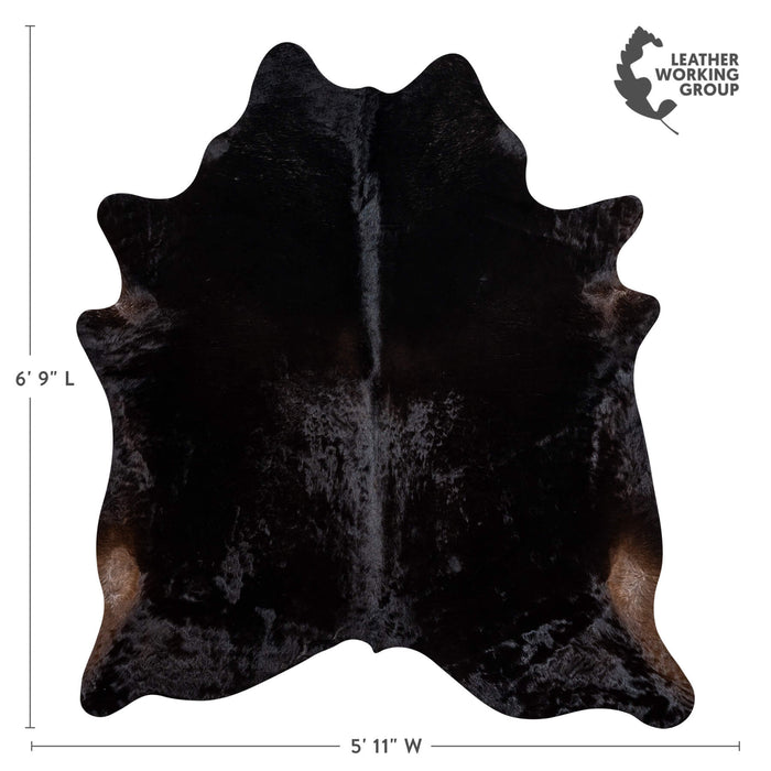 Brazilian Solid Black Cowhide Rug Size 6'9" L x 5'11" W 2429
