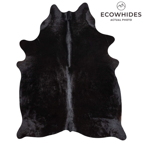 Brazilian Solid Black Cowhide Rug Size 6'8" L x 5'4" W 2430