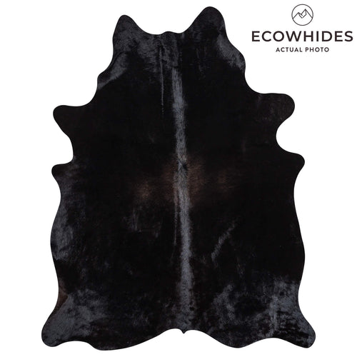 Brazilian Solid Black Cowhide Rug Size 7'2" L x 5'8" W 2431