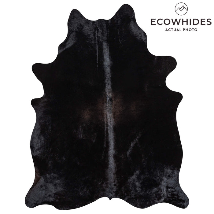 Brazilian Solid Black Cowhide Rug Size 7'2" L x 5'8" W 2431