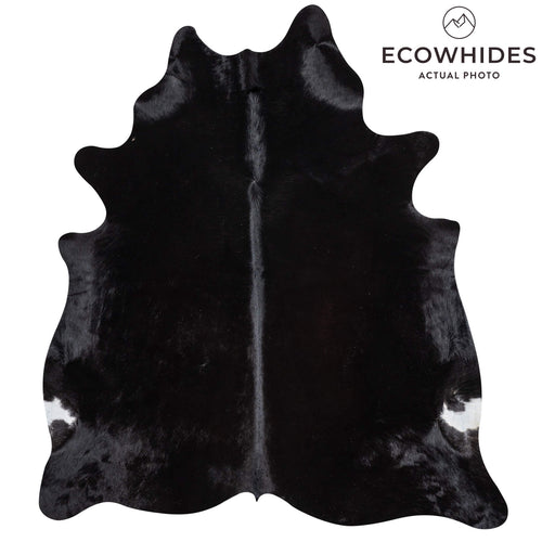 Brazilian Solid Black Cowhide Rug Size 6'9" L x 5'10" W 2432