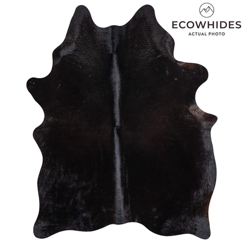 Brazilian Solid Black Cowhide Rug Size 6'8" L x 5'1" W 2433