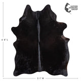 Brazilian Solid Black Cowhide Rug Size 6'8" L x 5'1" W 2433