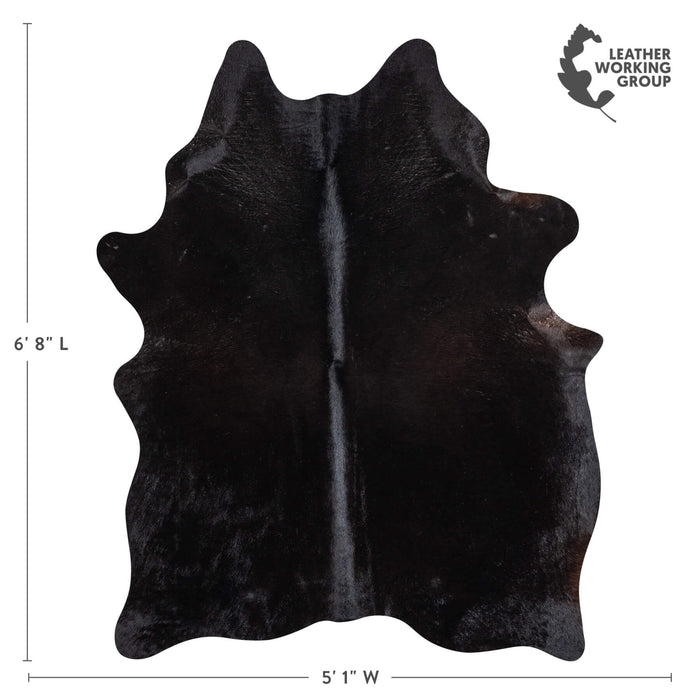 Brazilian Solid Black Cowhide Rug Size 6'8" L x 5'1" W 2433